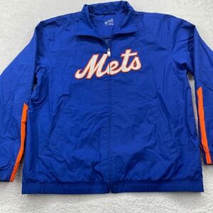 Vintage Nike New York Mets MLB Baseball Jacket XL Full Zip Royal Blue Orange